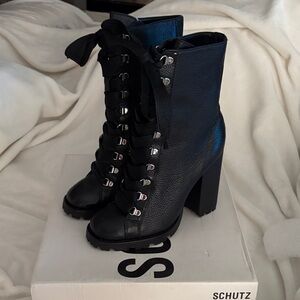 SCHUTZ Midnight Black Lace-Up Women's Boots